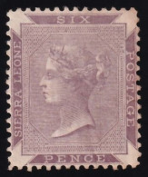 Sierra Leona, 1872 Y&T 3 (*), 6 P. Violeta. [dt.14] - Sierra Leona (...-1960)