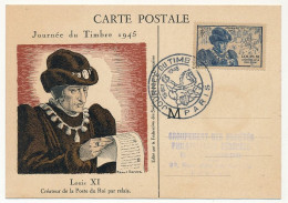 FRANCE => PARIS - Carte Officielle "Journée Du Timbre" 1945 Timbre Louis XI - Covers & Documents