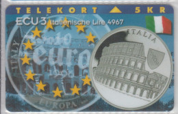 DENMARK ITALY COIN ECU LIRE SPOR COLLOSEUM 2 CARDS - Denmark