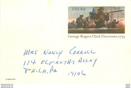 Entier Postal Stationary Etats-Unis  George Rogers Clark Vincennes 1779 To Philadelphia - 1961-80