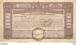 Inde India Fiscal Cash Certificate Encashed In East Pakistan Rare - Sonstige & Ohne Zuordnung