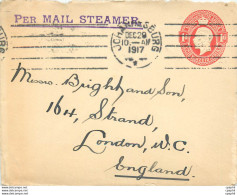 Entier Postal Postal Stationary Afrique Du Sud Johannesburg To London 1917 - Covers & Documents