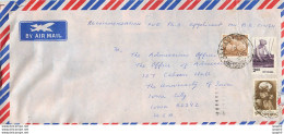 Lettre Cover Inde India University Iowa City - Lettres & Documents