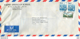 Lettre Cover Chine China University Iowa Taipei American School - Cartas & Documentos
