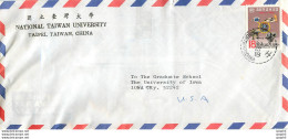 Lettre Cover Chine China University Iowa Cheng Kung - Covers & Documents