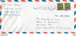 Lettre Cover For University Of Iowa Coree - Corée Du Sud