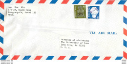 Lettre Cover For University Of Iowa Coree - Corée Du Sud