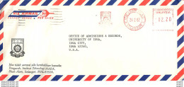 Lettre Cover Malaisie University Iowa  Selangor - Malaysia (1964-...)