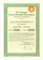 N.V. Vereenigde Javasche Houthandel Maatschappijen - Restantbewijs Groot F 100,-, Amsterdam, 1 December 1948 Indonesia - Agriculture