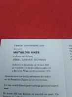 Doodsprentje Mathildes Maes / Kruibeke 26/5/1869 Beveren Waas 20/11/1976 ( Fideel Armand Truyman ) - Religion & Esotérisme