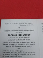 Doodsprentje Alfons De Vuyst / Vlierzele 17/2/1902 - 6/12/1976 ( Maria Moens / Maria De Smet ) - Religion & Esotérisme