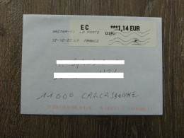 French Inland Full Cover From Wissous (91) To Carcassonne (11). 12-12-2022. Ecopli Sticker Strip. - Cartas & Documentos