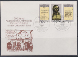 Allemagne RDA FDC 1989 2864A Triptyque Friedrich Schiller Université Jena - 1981-1990