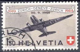 Schweiz Suisse 1944: PRO AERO Douglas DC3 Zu 40 Mi 438 Yv PA39 Mit Eck-Stempel ZÜRICH 20.IX.44 (Zu CHF 28.00) - Used Stamps