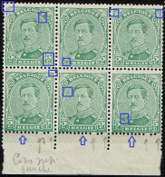 137A Bloc 6 ** T2 *  T1 LV 68  Coin Et Perle 20 Liée Au Centre Et Point 5 Droit  T2  Point C  T3  Points Blancs  T4/5/6 - 1901-1930