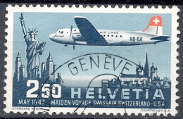 Schweiz Suisse 1947: PRO AERO "Genève-New York" Zu 42 Mi 479 Yv PA41 Halbmond-⊙ GENÈVE 2.V.47 Demi-lune (Zu CHF 32.00) - Usati