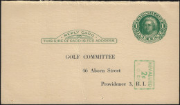 États-Unis USA 1952. Entier Postal, Carte Réponse Repiquée. Golf Committee, Kickers Handicap. Pawtucket Golf Club - Golf