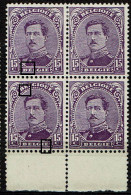 139a Bloc 4 Bdf (*)  T1 LV 8 BE Liés Au Sommet  T3  LV 25 Perle Prolongée Et Point Blanc Sous E - 1901-1930