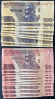 Zimbabwe 100+50  Dollars 2020 P#W105,106 UNC X10 Sets - Zimbabwe