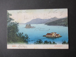 1906 AK Corfou Ponticonissi / Corfu Stp. Kepkypa Und Ank. K1 Weissensulz Und Ra1 * Neudorf (Weissensulz)* Postablage Stp - Storia Postale