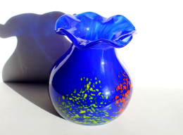 MAGNIFIQUE VASE DE MURANO EN VERRE SOUFFLÉ BOUCHE ART NOUVEAU FORME BOULE SIGNÉ! / ART DECORATIF ITALIEN (0901) - Vasen