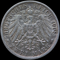 LaZooRo: Germany PRUSSIA 2 Mark 1908 A XF / UNC - Silver - 2, 3 & 5 Mark Silver