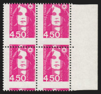 N°3007f Variété "piquage à Cheval" Bloc De 4, Marianne De Briat, Neufs ** LUXE - Ungebraucht