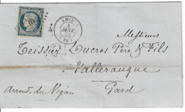0004. LAC Affie Timbre N°004 Bleu Terne - P.C. 65 & Càd. Amiens (SOMME INF.) - 4 Janv. 1853 - 1849-1876: Période Classique