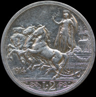 LaZooRo: Italy 2 Lire 1914 R XF - Silver - 1900-1946 : Victor Emmanuel III & Umberto II