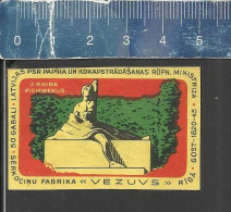 MONUMENT JANIS RAINIS (GOST 1820-45) - OLD MATCHBOX LABEL VEZUVS RIGA LATVIA 1949-1952 - Boites D'allumettes - Etiquettes