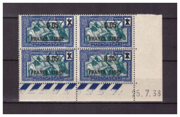 MADAGASCAR  . N ° 240   . 0,05 SUR 1 C  BLOC DE 4  CD 25 7 38 . NEUF  ** . SUPERBE . - Unused Stamps