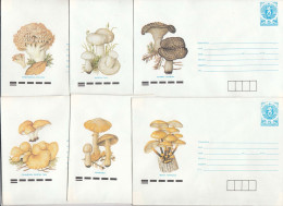 PS 1407/1990 - Mint, Mushrooms, Complete Of 12 Covers, Post. Stationery - Bulgaria (2 Scan) - Covers
