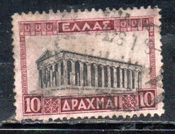 GREECE GRECIA ELLAS 1927 TEMPLE OF HEPHAESTUS 10d USED USATO OBLITERE' - Usados