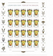 US 2024 Chinese Lunar New Year Series: Year Of The Dragon, Sheet Of 20, VF MNH** - Nuevos