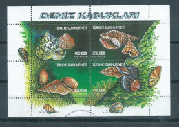 2002 Turkije Complete M/Sheet Shells,sealife Used/gebruikt/oblitere - Oblitérés