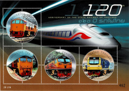 THAILAND 2017 Mi BL 355 120th ANNIVERSARY OF STATE RAILWAY MINT MINIATURE SHEET ** - Thailand