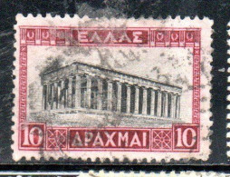GREECE GRECIA ELLAS 1927 TEMPLE OF HEPHAESTUS 10d USED USATO OBLITERE' - Gebraucht
