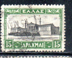 GREECE GRECIA ELLAS 1927 ACADEMY OF THE SCIENCES ATHENS 15d USED USATO OBLITERE' - Gebraucht