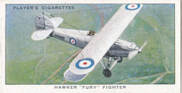 26 Hawker Fury Fighter - Aircraft Of The Royal Air Force 1938 - Players Original Cigarette Card - Military - Player's