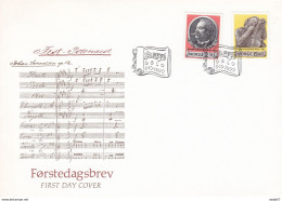 Norway 1990 150th Birthday Of Johan Svendsen, Mi 1054-1055, FDC - Briefe U. Dokumente