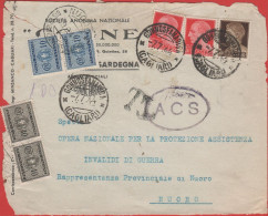 ITALIA - Storia Postale Luogotenenza - 1944 - 2x20c + 10c Imperiale + 2x10c + 2x40c Segnatasse Fascio Littorio + Annullo - Marcophilia