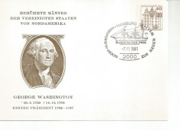 ALEMANIA HAMBURG ENTERO POSTAL WASHINGTON MAT BARCO SHIP 1981 - George Washington