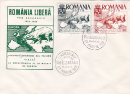 EUROPA CEPT, BEAR, NONDANTELES STAMPS, COVER FDC, 1958, SPAIN EXIL, ROMANIA. - FDC