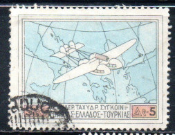 GREECE GRECIA ELLAS 1926 AIR POST MAIL AIRMAIL ITALY-TURKEY-RHODES SERVICE FLYING BOAT OVER MAP SOUTHERN EUROPA 5d USED - Oblitérés