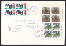 Canada: Registered Cover To USA, 1971, 12 Stamps + Tab, Weston, Customs Cancel Passed Free Buffalo (minor Creases) - Covers & Documents