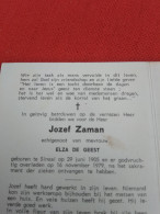 Doodsprentje Jozef Zaman / Sinaai 29/6/1905 - 16/11/1979 ( Elza De Geest ) - Religion & Esotérisme