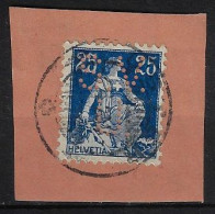 Switzerland 1904/1931 Cover Fragment Stamp With Perfin S.V./U. By Schweizerische Volksbank From Ulster Lochung Perfore - Perforadas