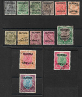 BURMA 1937 OFFICIALS SET SG O1/O14 FINE USED Cat £550 - Burma (...-1947)