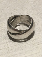 Bague En Argent Massif Taille :50/51 Double Anneau - Anillos