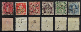 Switzerland 1901/1916 6 Stamp With Perfin TF/Z By Theodor Fierz From Zurich Lochung Perfore - Perfins